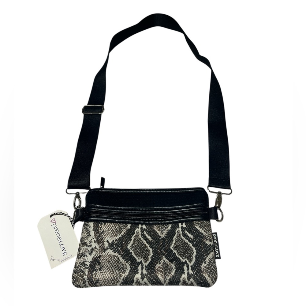 Chic Black and Gray Snake Print Crossbody Bag